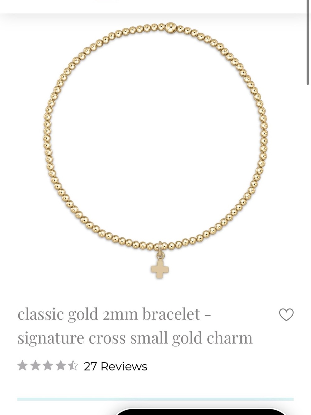 Gold Beaded Bracelet with Small Cross Charm